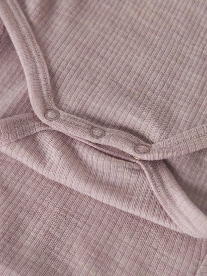 Body Merinoull Wax NB Ribbad Enfärgad Rosa