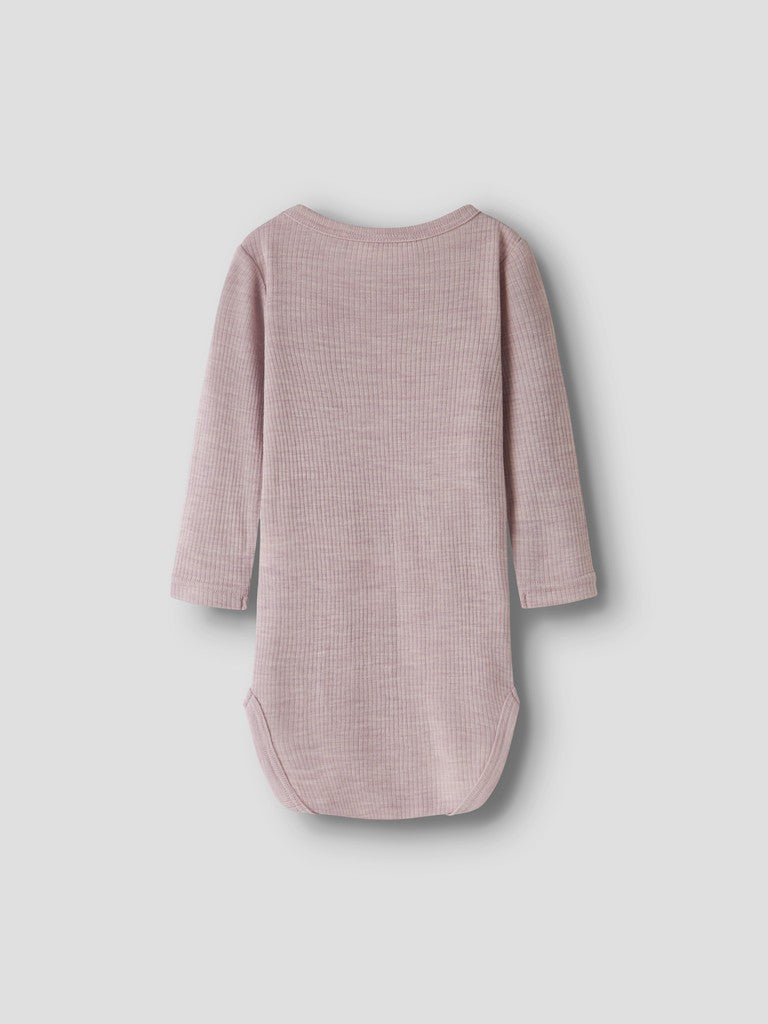 Body Merinoull Wax NB Ribbad Enfärgad Rosa