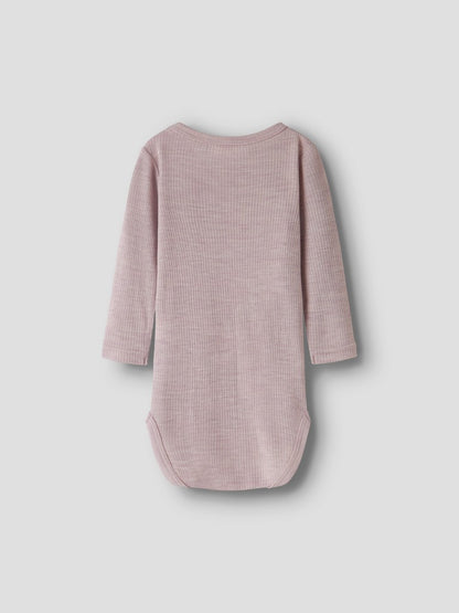Body Merinoull Wax NB Ribbad Enfärgad Rosa