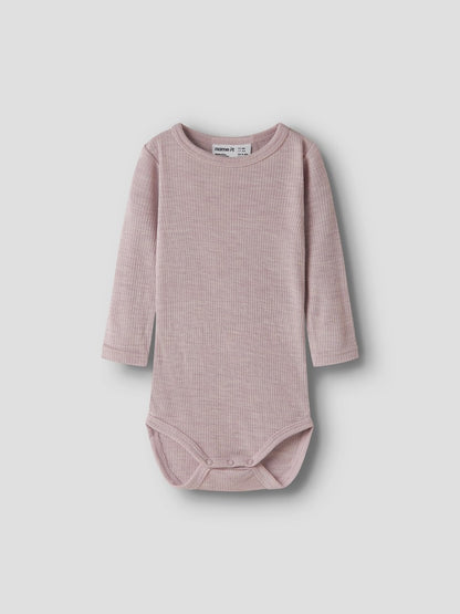 Body Merinoull Wax NB Ribbad Enfärgad Rosa