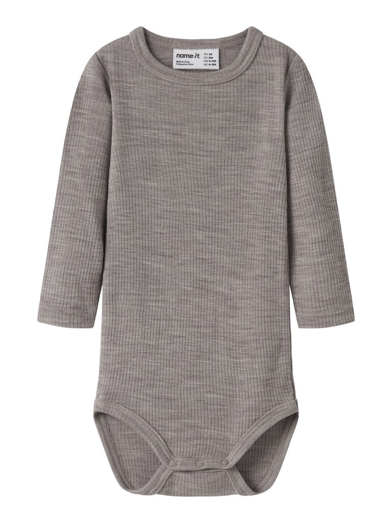 Body Merinoull Wax NB Ribbad Enfärgad Beige