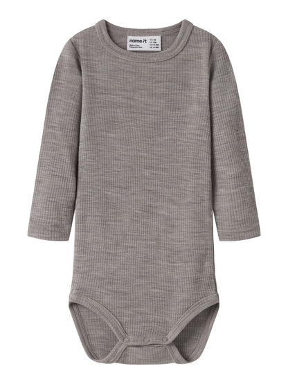 Body Merinoull Wax NB Ribbad Enfärgad Beige