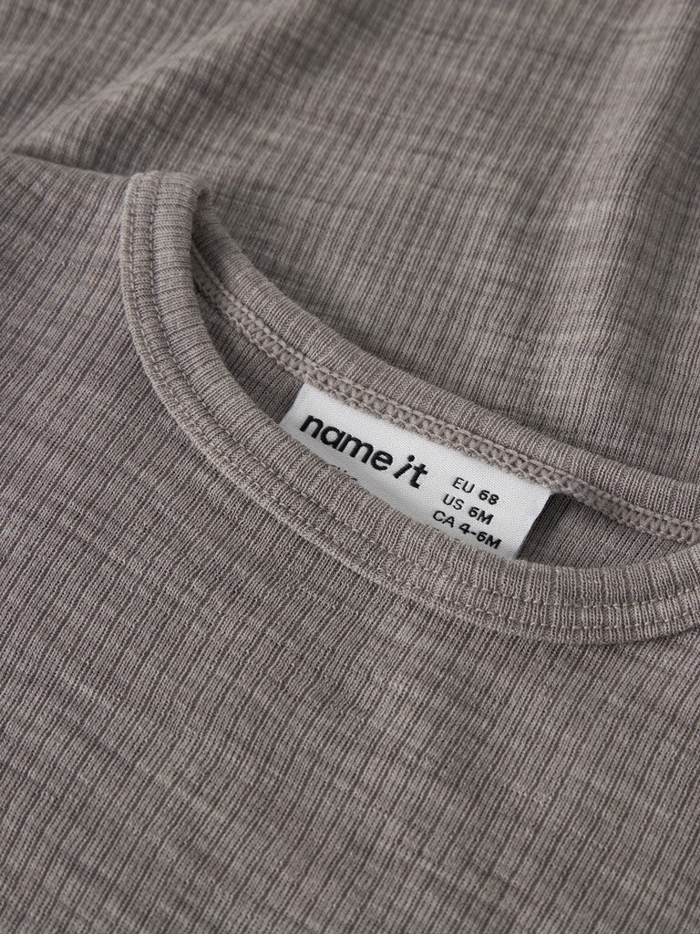 Body Merinoull Wax NB Ribbad Enfärgad Beige