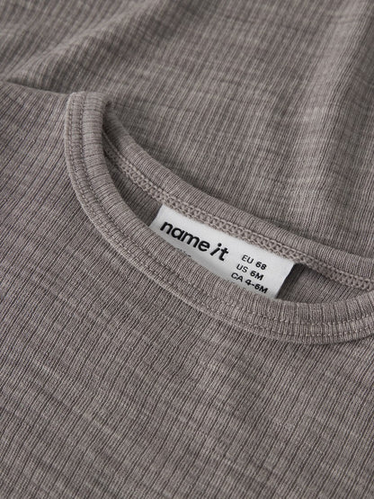 Body Merinoull Wax NB Ribbad Enfärgad Beige