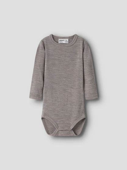 Body Merinoull Wax NB Ribbad Enfärgad Beige