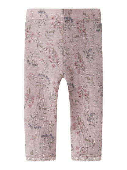 Leggings Merinoull Wang NB Mönstrade Blommor Rosa