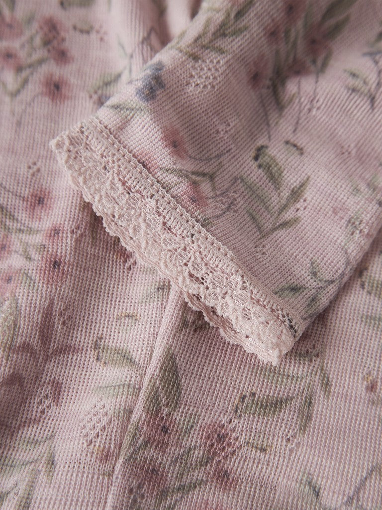 Leggings Merinoull Wang NB Mönstrade Blommor Rosa