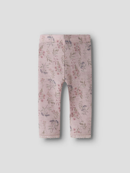 Leggings Merinoull Wang NB Mönstrade Blommor Rosa