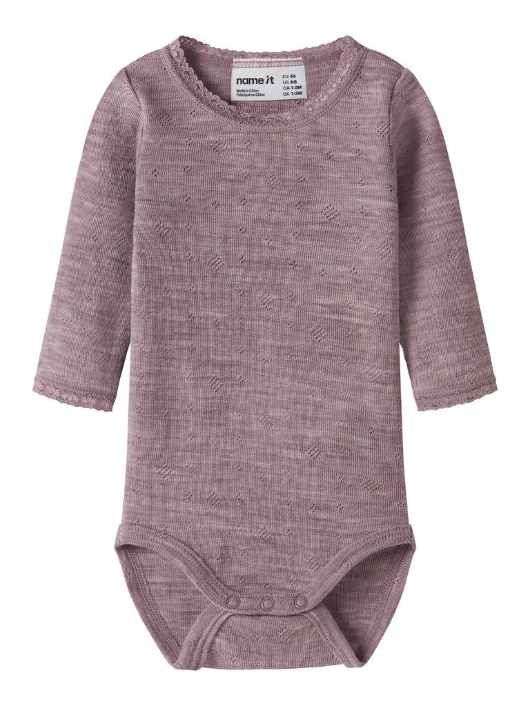 Body Merinoull Långärmad Wang NB Enfärgad Rosa