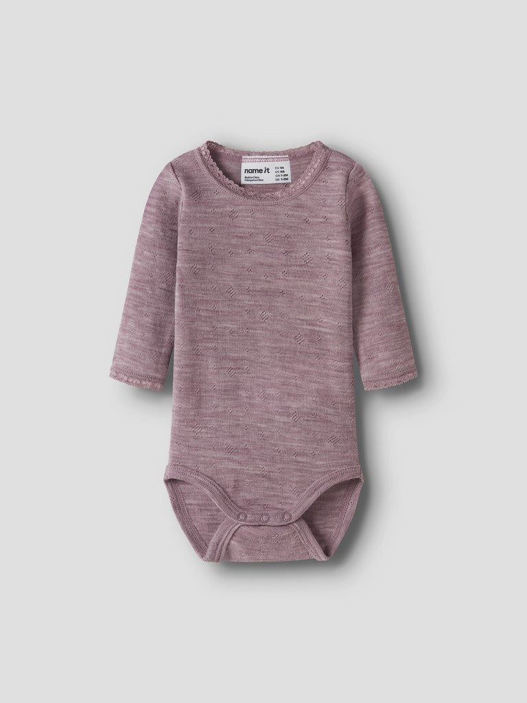 Body Merinoull Långärmad Wang NB Enfärgad Rosa