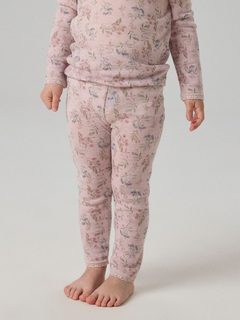 Leggings Merinoull Wang M Mönstrad Blommor Rosa