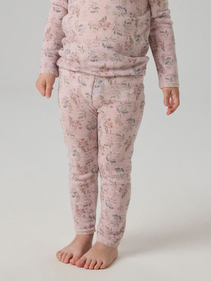 Leggings Merinoull Wang M Mönstrad Blommor Rosa