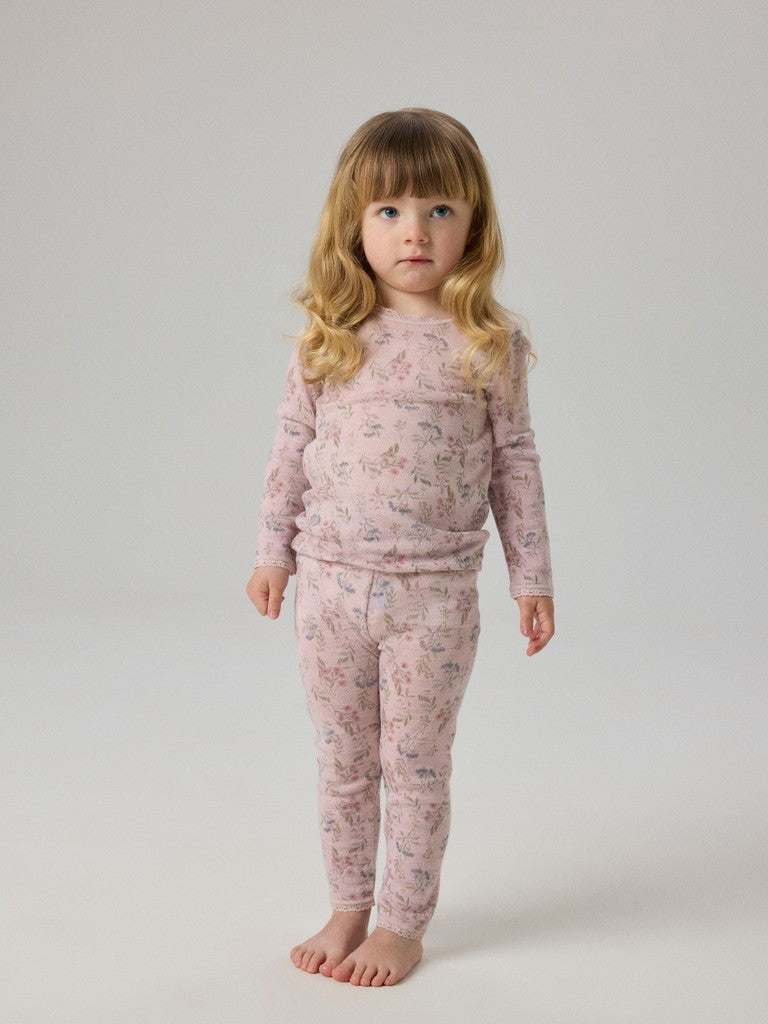 Leggings Merinoull Wang M Mönstrad Blommor Rosa