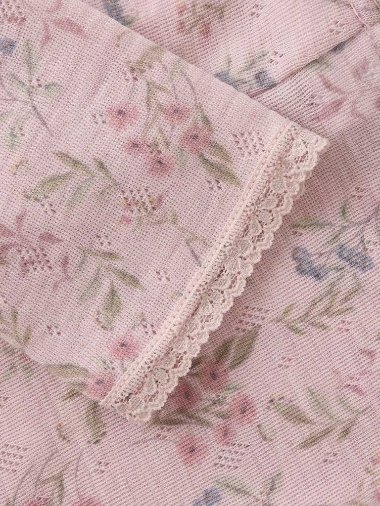 Leggings Merinoull Wang M Mönstrad Blommor Rosa