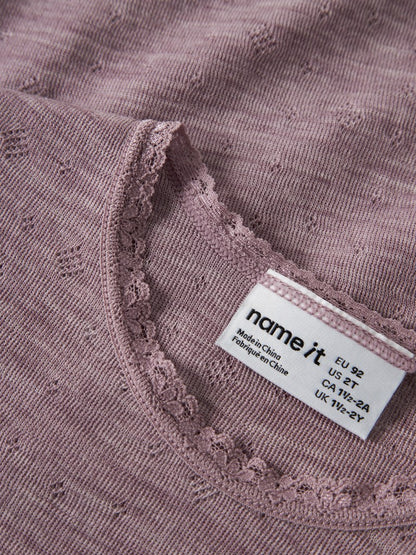 Topp Merinoull Wang Enfärgad Rosa