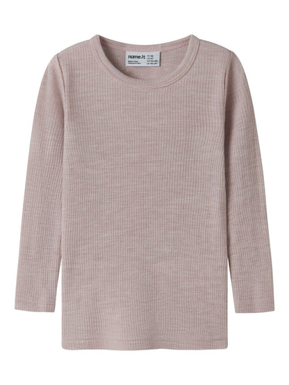 Topp Merinoull Wax M Ribbad Enfärgad Rosa