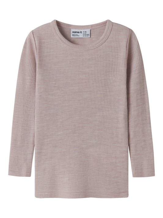 Topp Merinoull Wax M Ribbad Enfärgad Rosa