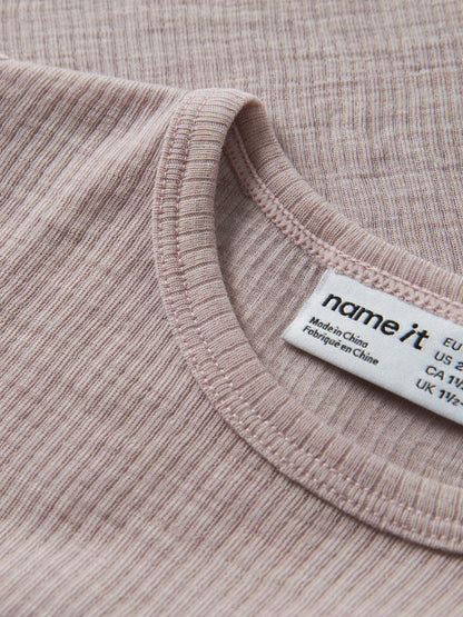 Topp Merinoull Wax M Ribbad Enfärgad Rosa