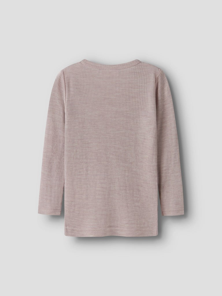 Topp Merinoull Wax M Ribbad Enfärgad Rosa