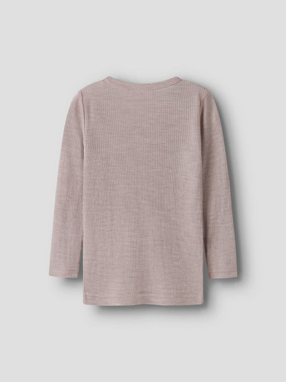 Topp Merinoull Wax M Ribbad Enfärgad Rosa