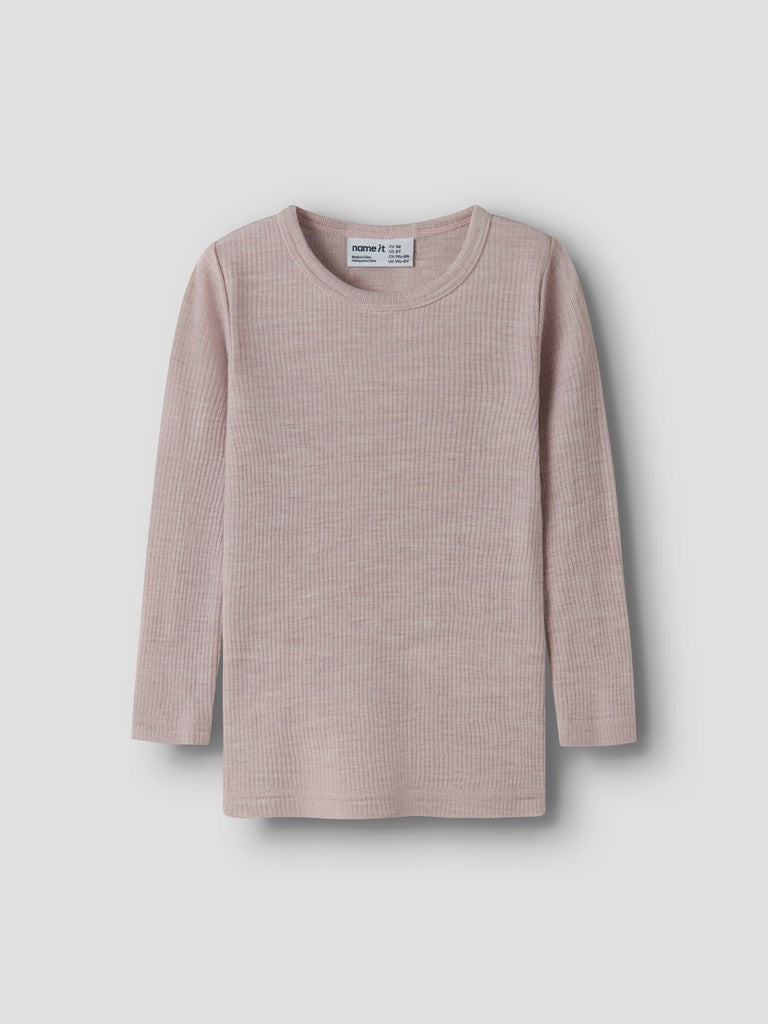 Topp Merinoull Wax M Ribbad Enfärgad Rosa