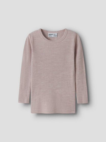 Topp Merinoull Wax M Ribbad Enfärgad Rosa