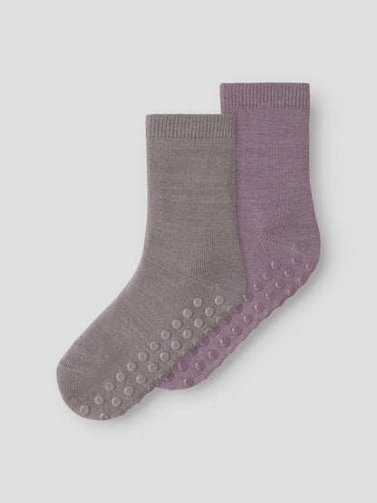 Halkstrumpor Merinoull Wak M Tunna 2-Pack Rosa/Beige