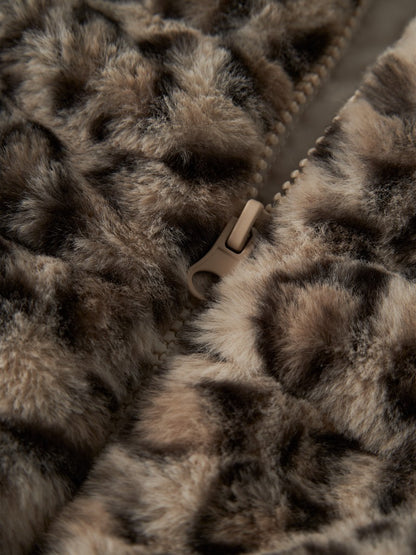 Jacka Fuskpäls M Mila Leopard Beige
