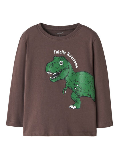 T-shirt Långärmad Dinosaurie Nedin Brun
