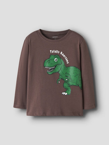 T-shirt Långärmad Dinosaurie Nedin Brun