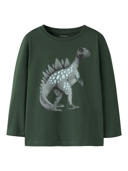 T-shirt Långärmad Dinosaurie Nedin Grön