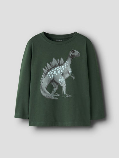 T-shirt Långärmad Dinosaurie Nedin Grön