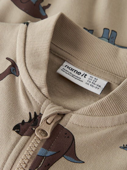 Sweattröja Dinosaurier Naris Dragkedja Beige