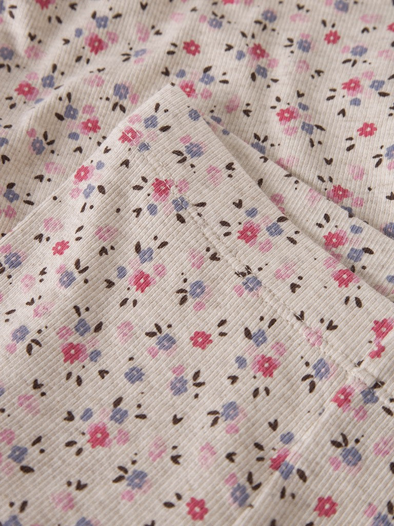 Leggings Nicole Ribbade Blommor Beige
