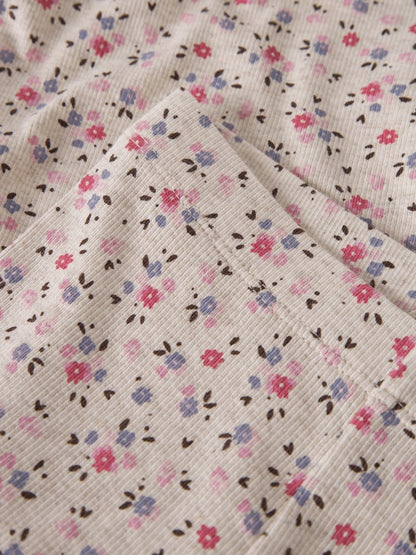 Leggings Nicole Ribbade Blommor Beige