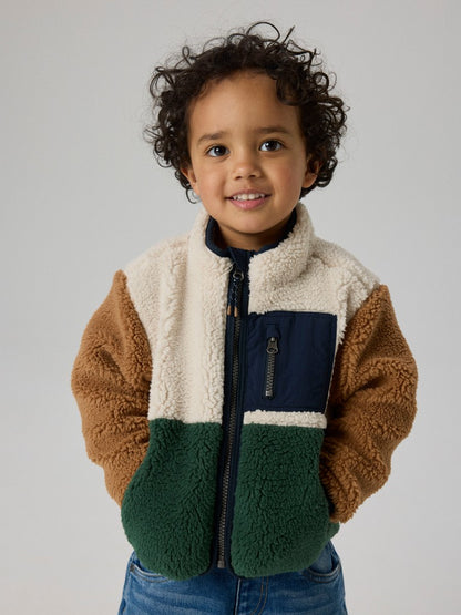 Teddyjacka Macey Grön/Beige/Blå