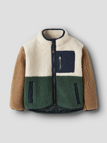 Teddyjacka Macey Grön/Beige/Blå