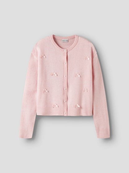 Stickad Kofta Enfärgad Karin Rosa