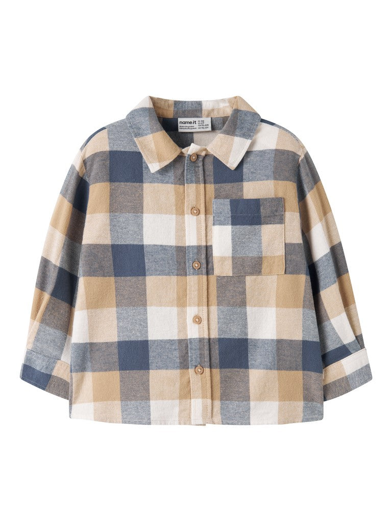 Skjorta Flanell M Rutig Levin Blå/Beige