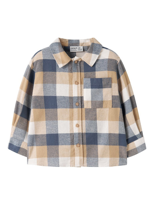 Skjorta Flanell M Rutig Levin Blå/Beige