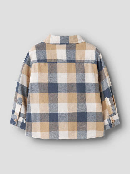 Skjorta Flanell M Rutig Levin Blå/Beige