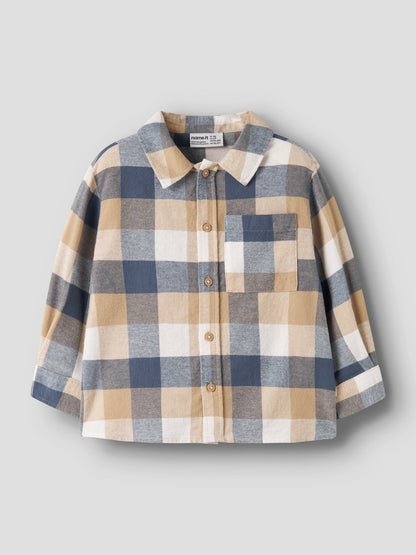 Skjorta Flanell M Rutig Levin Blå/Beige