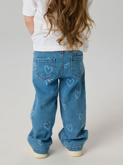 Jeans Supermjuka Raka Rose Hjärtan Blå