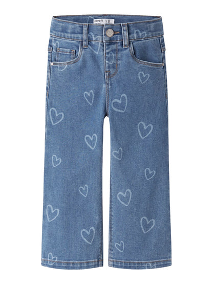 Jeans Supermjuka Raka Rose Hjärtan Blå