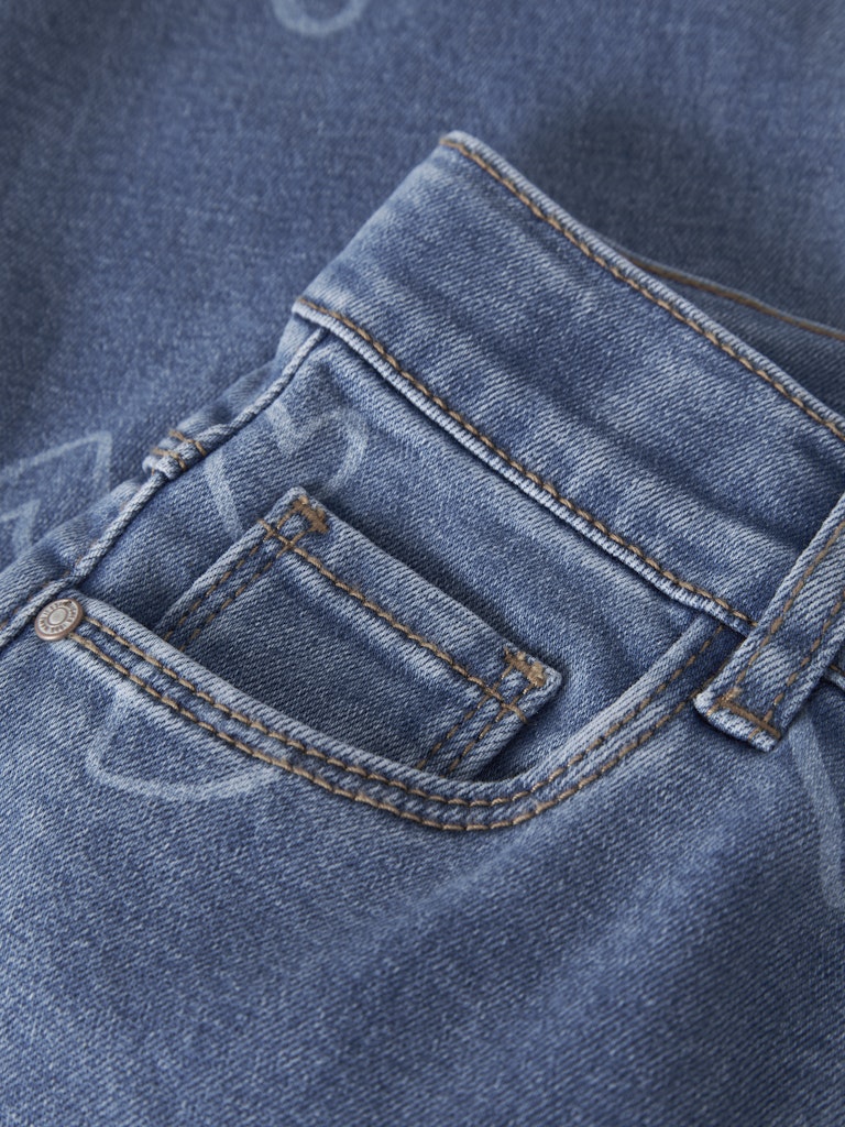 Jeans Supermjuka Raka Rose Hjärtan Blå