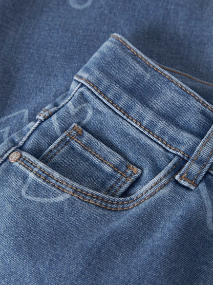 Jeans Supermjuka Raka Rose Hjärtan Blå