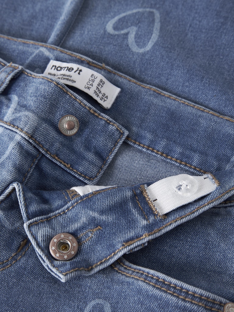 Jeans Supermjuka Raka Rose Hjärtan Blå