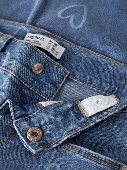 Jeans Supermjuka Raka Rose Hjärtan Blå