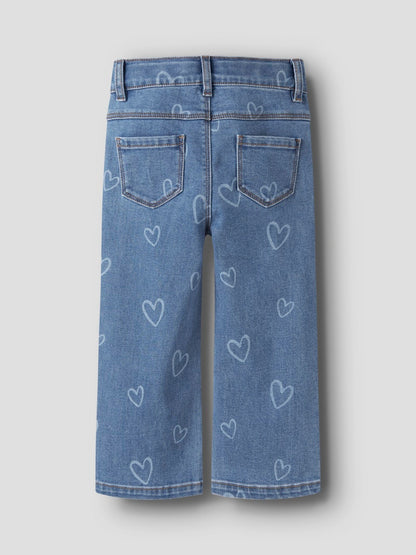 Jeans Supermjuka Raka Rose Hjärtan Blå