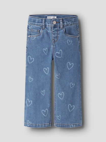 Jeans Supermjuka Raka Rose Hjärtan Blå